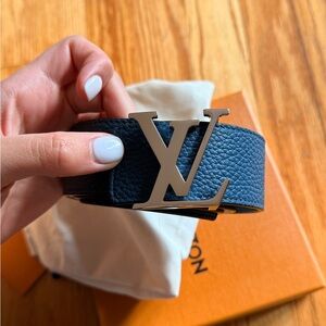 Men’s Louis Vuitton Reversible Blue Leather Belt